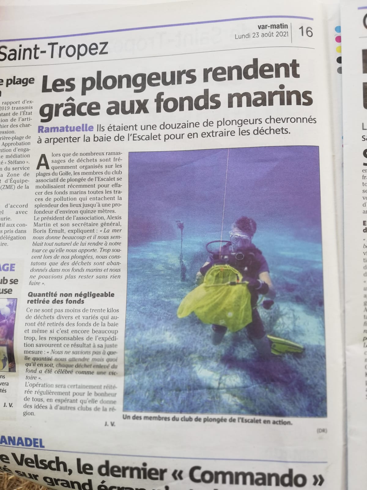 Article de Var Matin sur la journée nettoyage Image